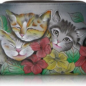 Women's Hand-Painted Genuine Leather Two Fold Clutch Wallet